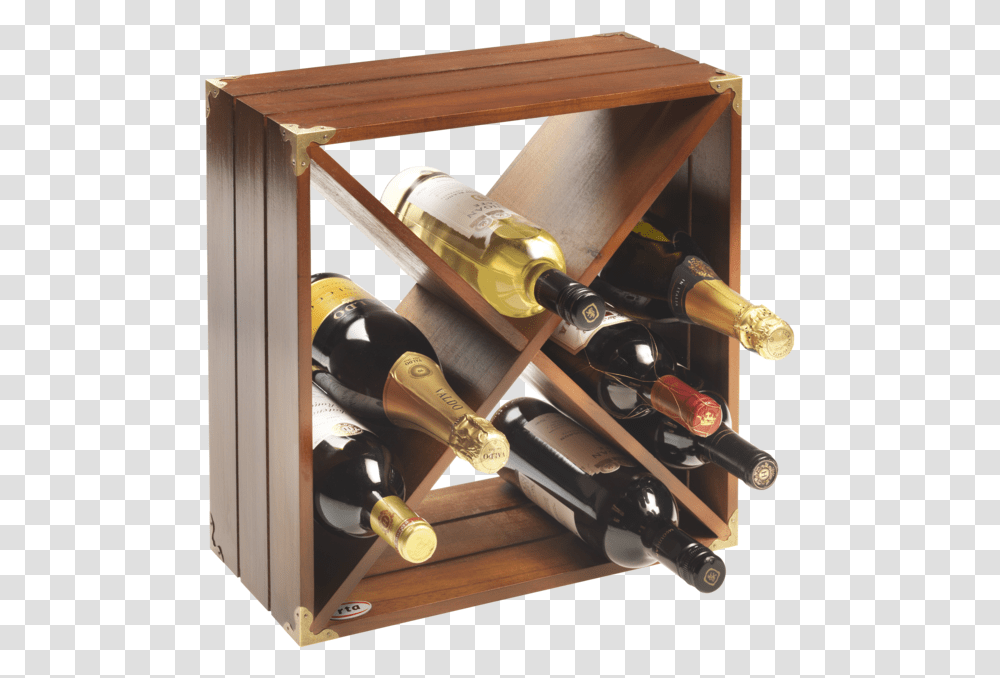 Bottle Dark Wood Retro Wine Rack Cube Wine Rack, Alcohol, Beverage, Drink, Wine Bottle Transparent Png