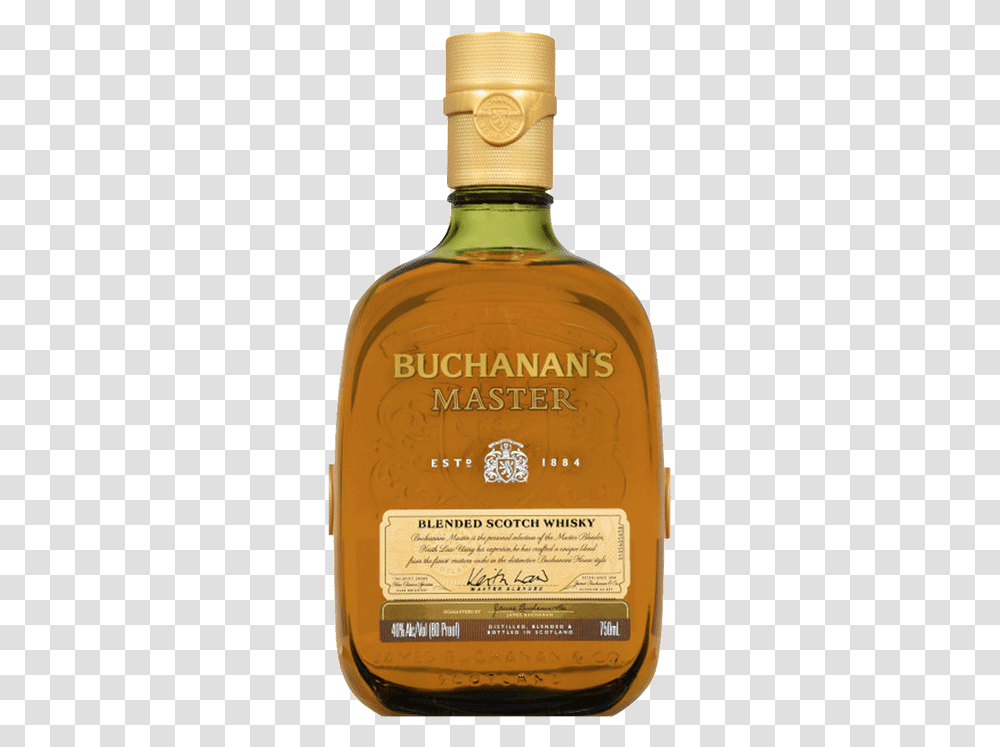 Bottle Of Buchanan S Master Whiskey Bottle, Label, Liquor, Alcohol Transparent Png