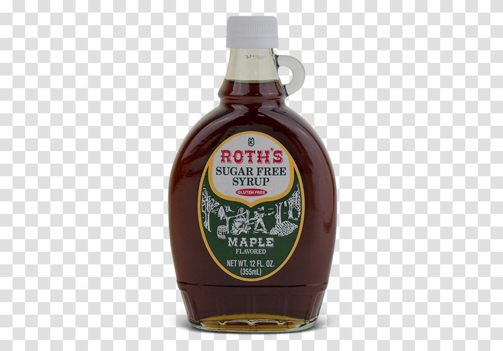 Bottle Of Roth S Sugar Free Maple Flavored Syrup Bottle, Seasoning, Food, Ketchup, Label Transparent Png