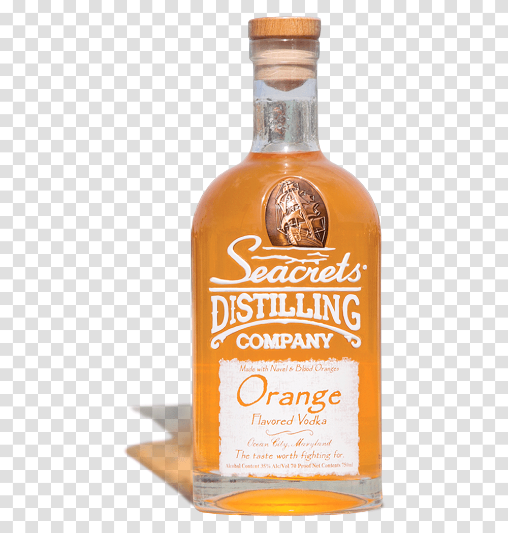Bottle Of Seacrets Orange Flavored Vodka Seacrets Distilling Company Gold Gold Rum, Liquor, Alcohol, Beverage, Drink Transparent Png