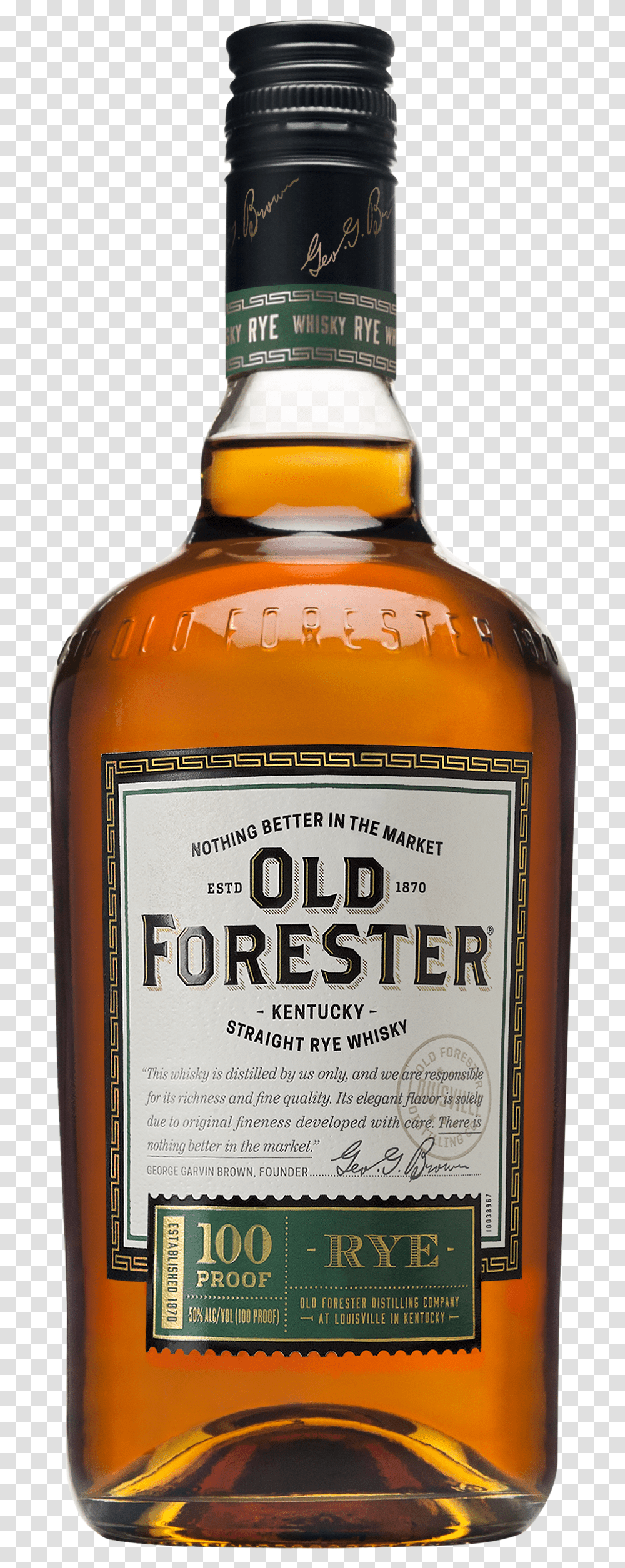 Bottle Old Forester Rye Whiskey, Liquor, Alcohol, Beverage, Drink Transparent Png