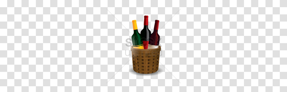 Bottle White Wine Clipart, Basket, Alcohol, Beverage, Drink Transparent Png