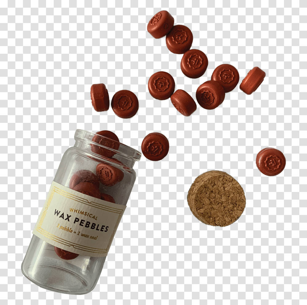 Bottled Wax Pebbles Chocolate, Jar, Medication, Pill, Food Transparent Png