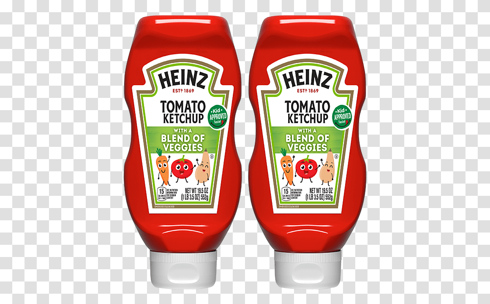 Bottles Of Heinz Ketchup With Added Veggies Heinz Tomato Ketchup With A Blend Of Veggies, Food, Label Transparent Png