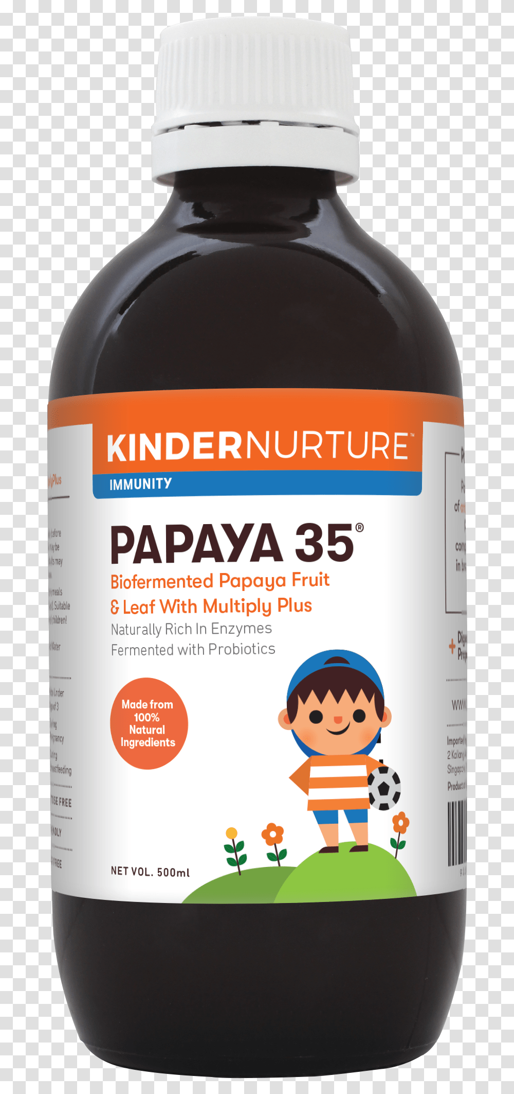 Bottles W Label Papaya Kindernurture Bio Fermented Papaya, Syrup, Seasoning, Food Transparent Png
