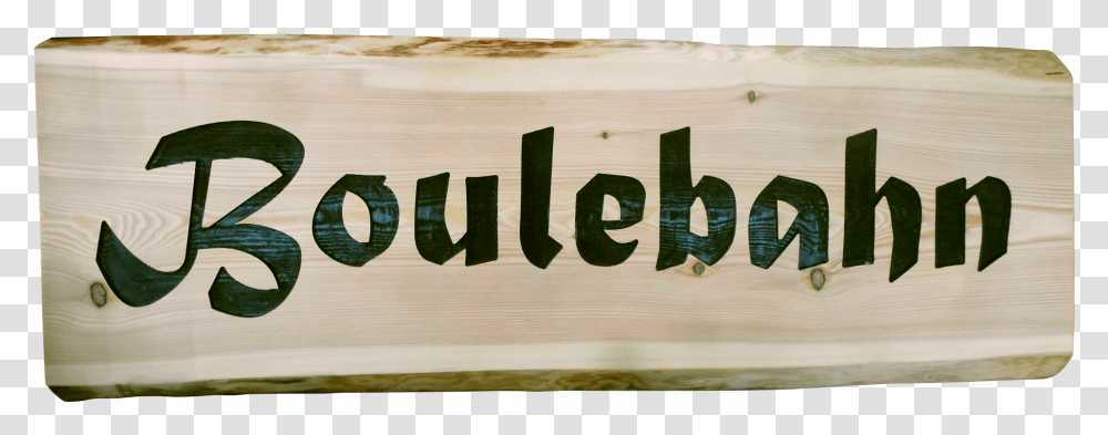 Boules Court Sign Made From A Wooden Slab Plywood, Word, Alphabet, Number Transparent Png