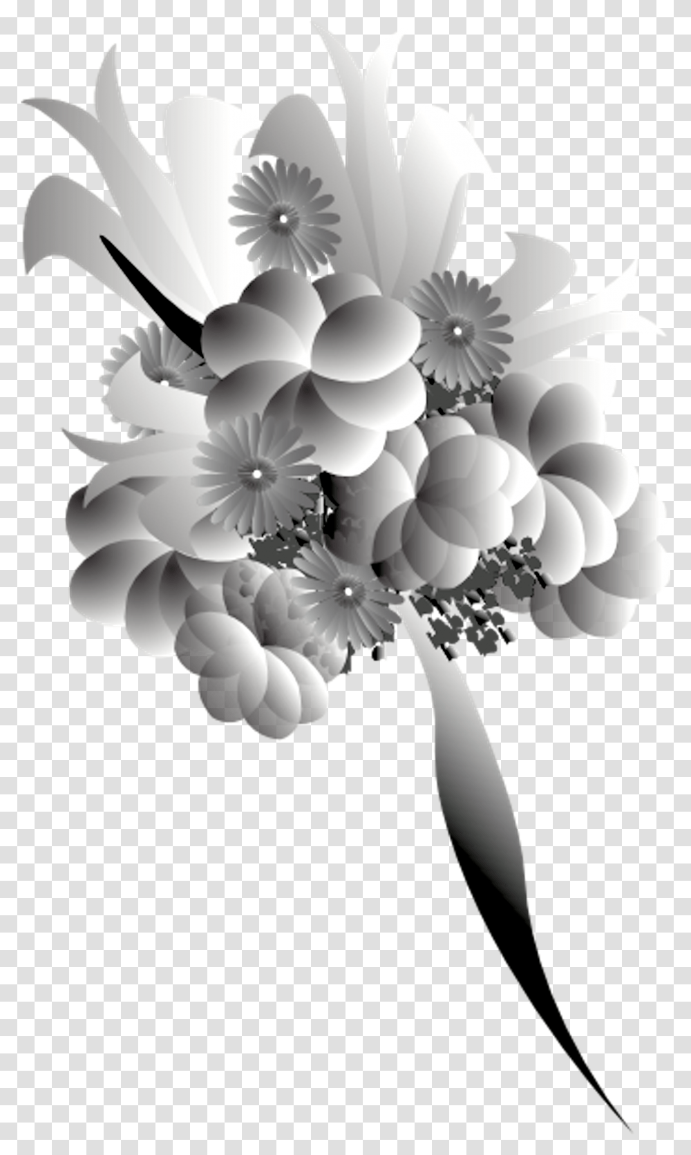 Bouquet Black White Side Flower Bokeh, Plant, Graphics, Art, Blossom Transparent Png