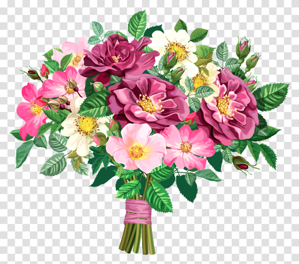 Bouquet Clipart Bouquet Of Flowers Drawing, Plant, Blossom, Flower Arrangement, Flower Bouquet Transparent Png