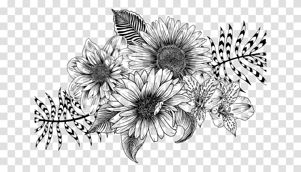 Bouquet Of Flowers Black And White, Gray, World Of Warcraft Transparent Png