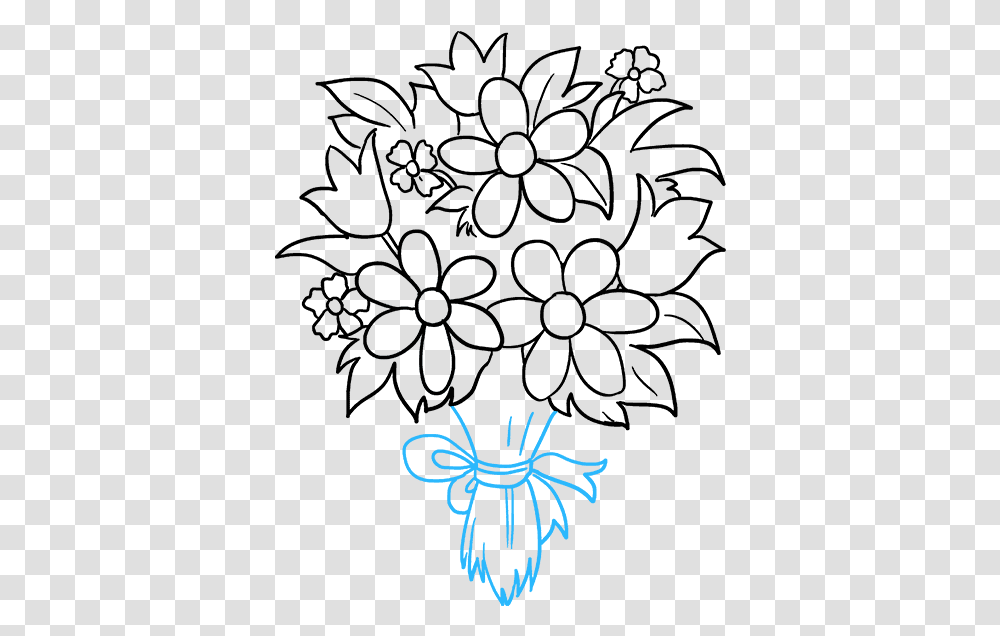 Bouquet Of Flowers Drawing Bouquet Of Flowers Easy Drawing, Knot, Flare, Light Transparent Png