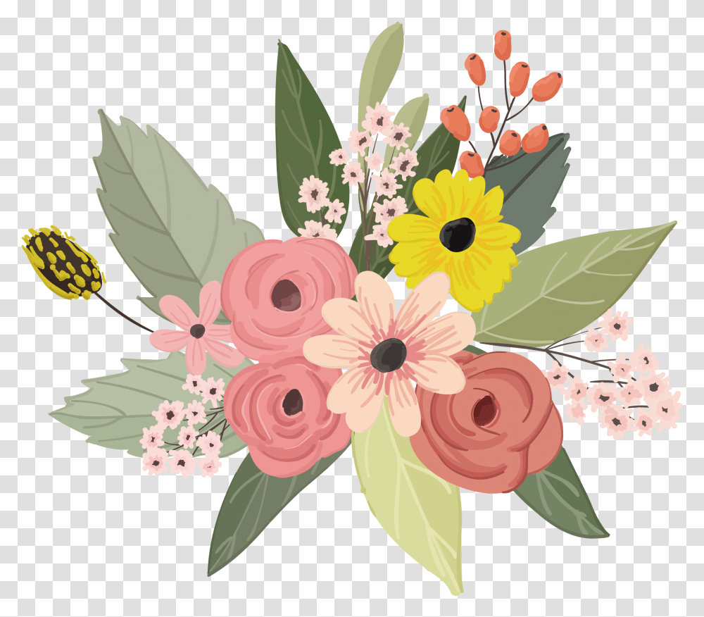 Bouquet Of Flowers Vector Flower Vector Watercolor Flower Vector, Floral Design, Pattern, Graphics, Art Transparent Png