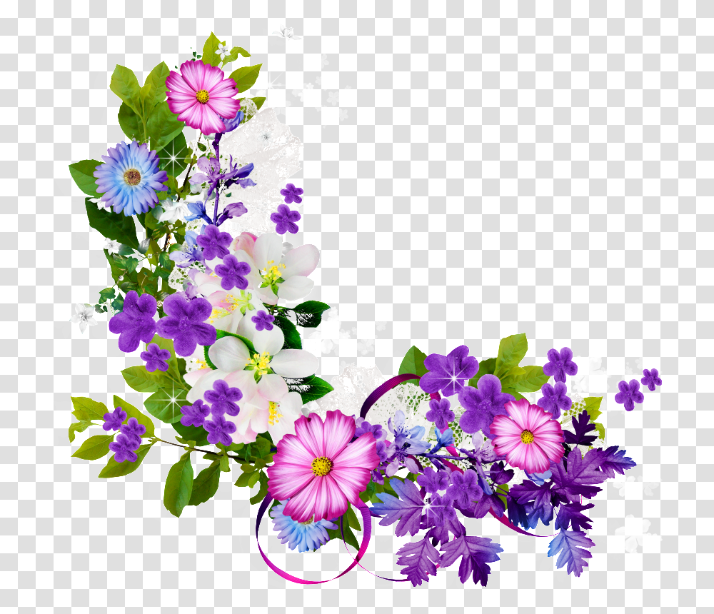 Bouquet Of Purple Flowers Border Download Free Purple Flower Border Hd, Graphics, Art, Floral Design, Pattern Transparent Png