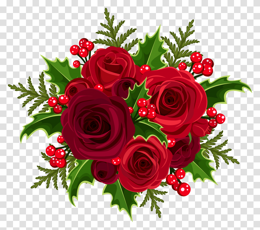 Bouquet Of Roses Clipart Red Rose Flower For Christmas, Plant, Blossom, Flower Bouquet, Flower Arrangement Transparent Png