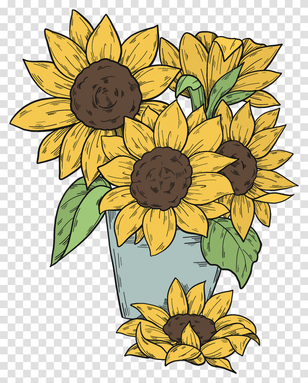 Bouquet Of Sunflowers Clipart Free Download Clip Art Sun Flowers, Plant, Graphics, Blossom, Floral Design Transparent Png