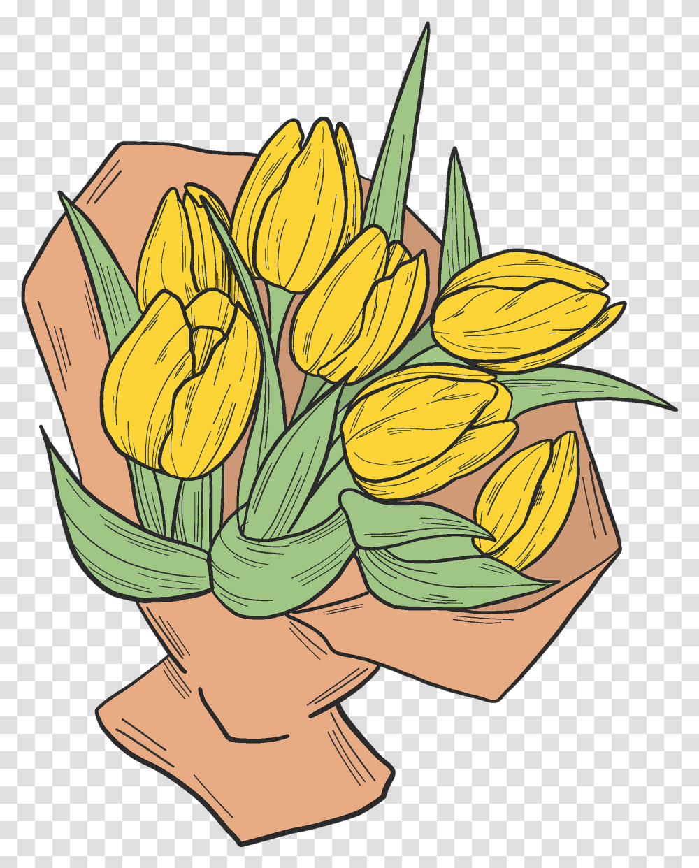 Bouquet Of Yellow Tulips Clipart Fresh, Plant, Flower, Blossom, Flower Bouquet Transparent Png