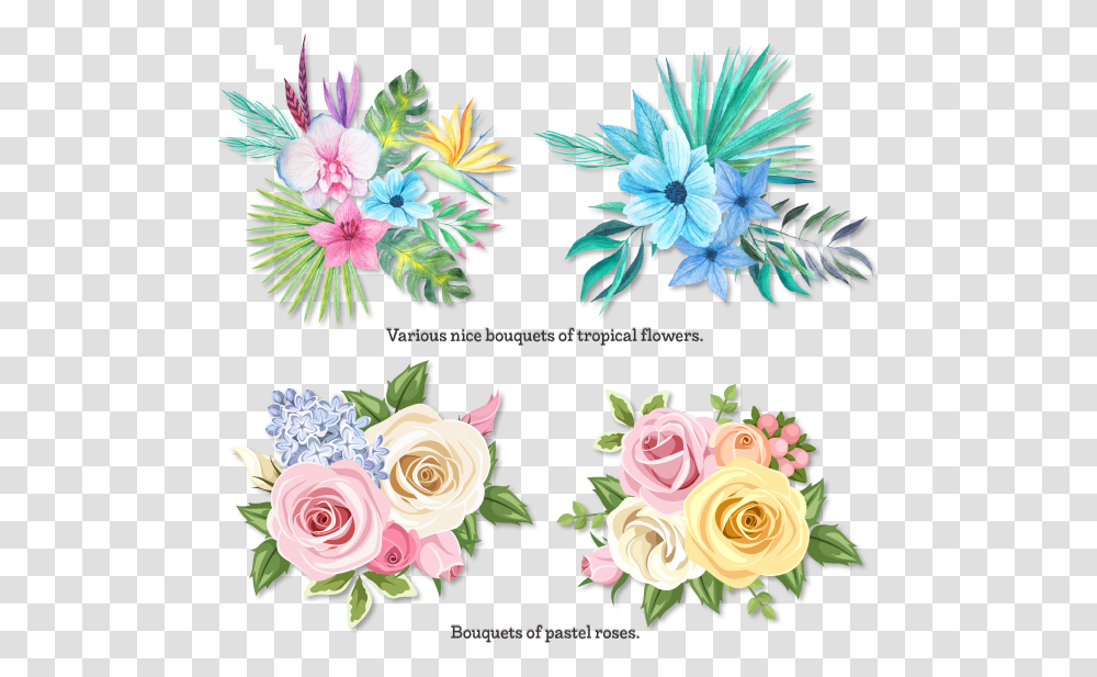 Bouquet Roses Pink Blue Yellow, Floral Design, Pattern Transparent Png