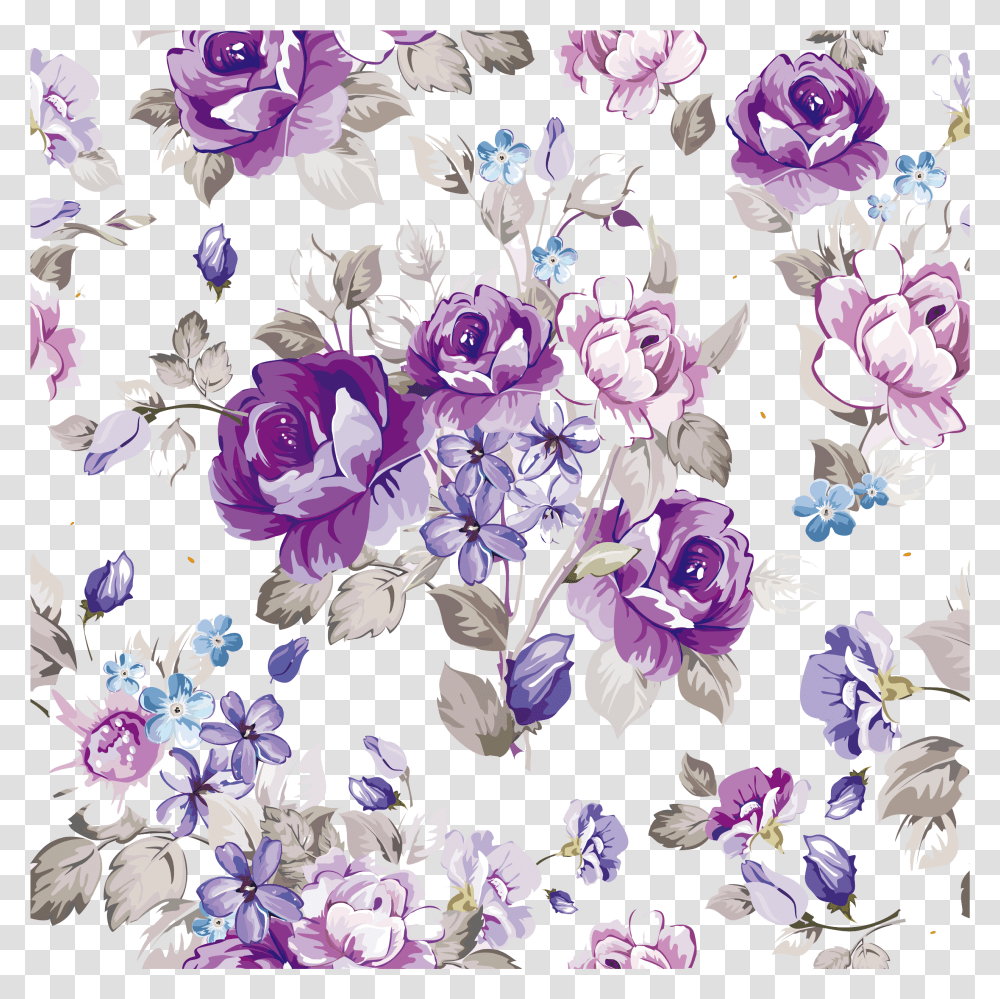 Bouquet Vector Purple Rose Purple Watercolor Flowers Vector, Floral Design, Pattern Transparent Png