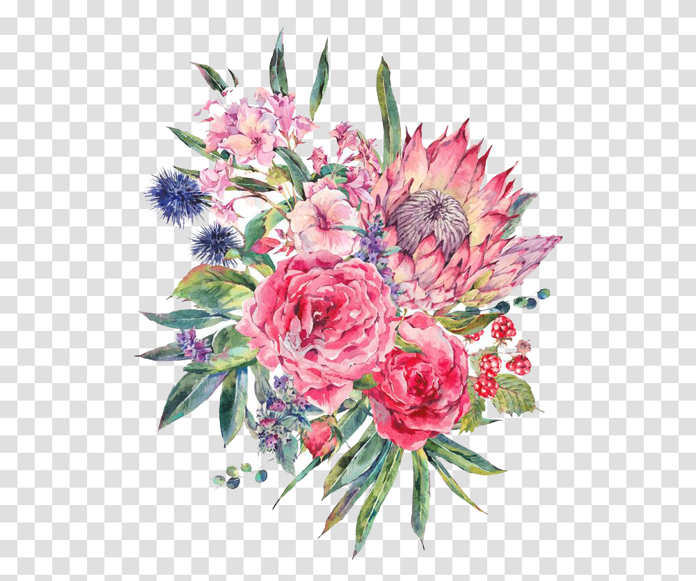 Bouquet Vector Rose Watercolor Watercolour Flowers Bouquet, Plant, Blossom Transparent Png