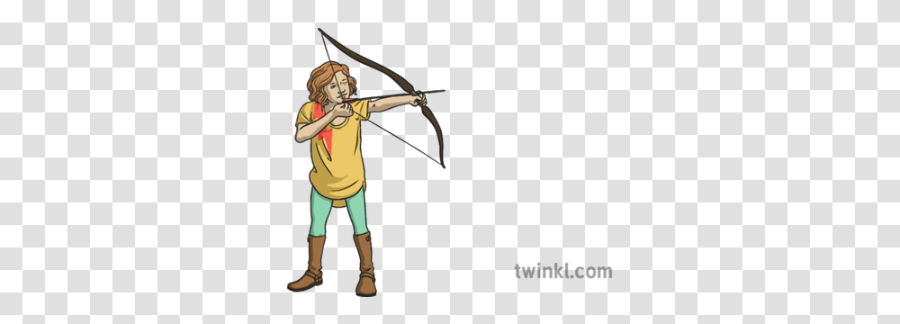 Bow And Arrow 1 Illustration Twinkl Bow, Person, Human, Archer, Archery Transparent Png