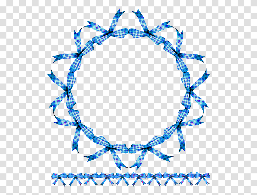 Bow Ribbon Wreath Frame Blue Border Banner Bingkai Bunga Biru Vector, Apparel, Pattern, Accessories Transparent Png