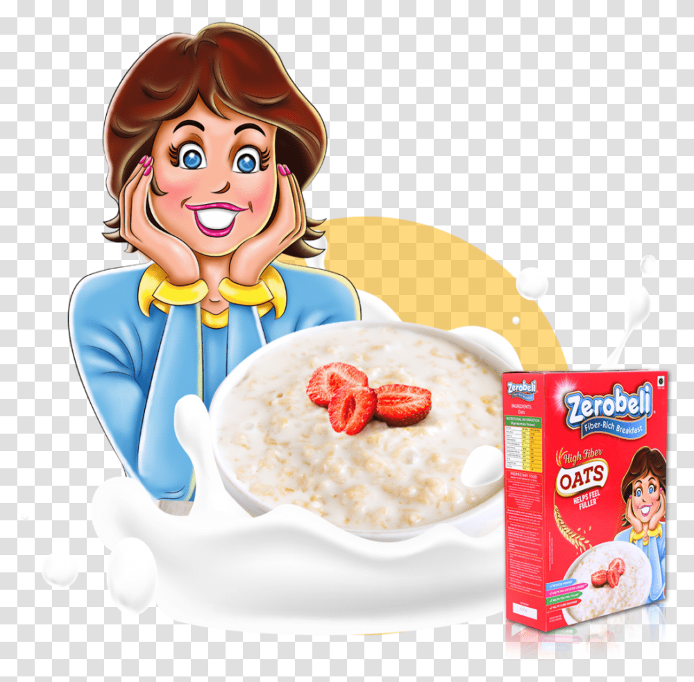 Bowl Clipart Porridge Oats Oatmeal For Breakfast Cartoon, Food, Person, Human, Costume Transparent Png
