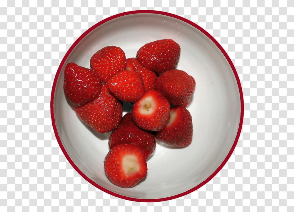 Bowl Of Strawberries Strawberry In Bowl, Fruit, Plant, Food, Dish Transparent Png