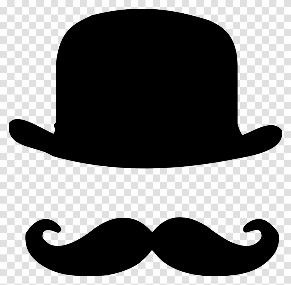 Bowler Hat Handlebar Moustache Top Hat Cc0 Hat And Mustache Clipart, Gray, World Of Warcraft, Halo Transparent Png