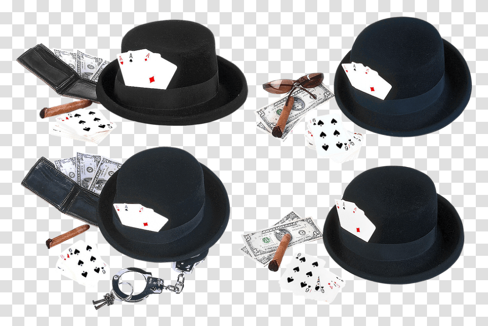 Bowler Hat With Cards, Apparel, Performer, Sun Hat Transparent Png