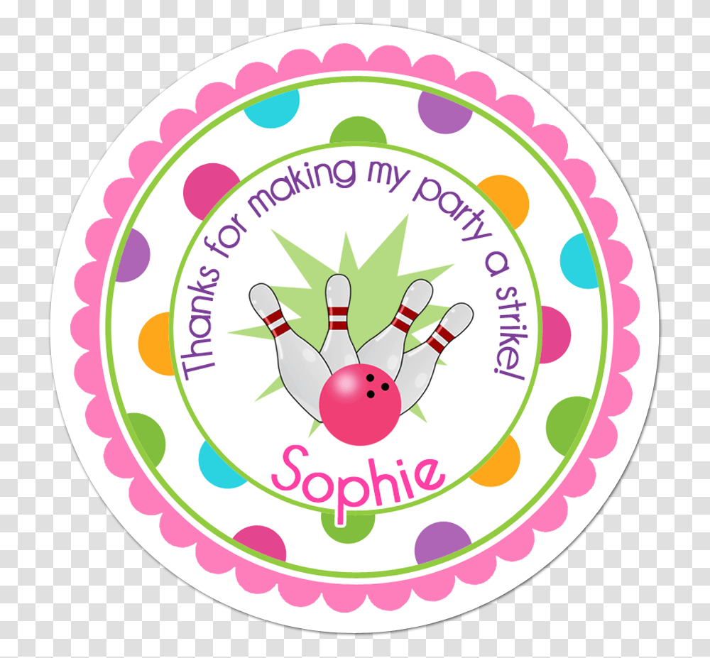Bowling Wide Polka Dot Border Personalized Sticker Circle, Label, Dish, Meal Transparent Png