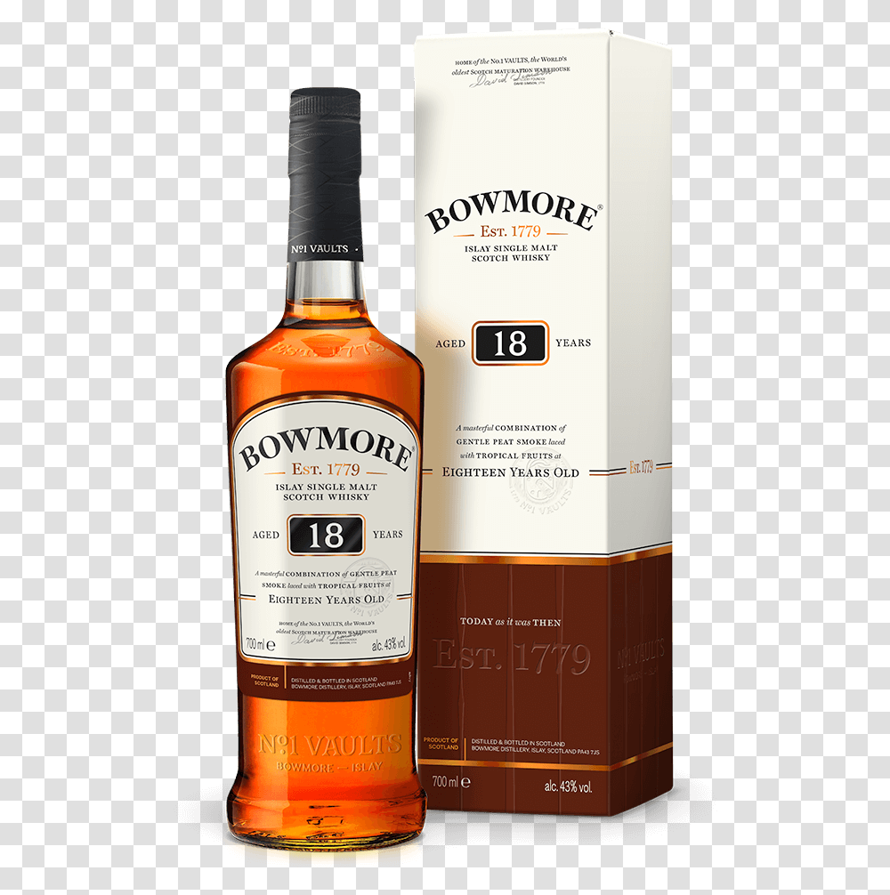 Bowmore Single Malt Scotch Whisky Bowmore 18 Year, Liquor, Alcohol, Beverage, Drink Transparent Png