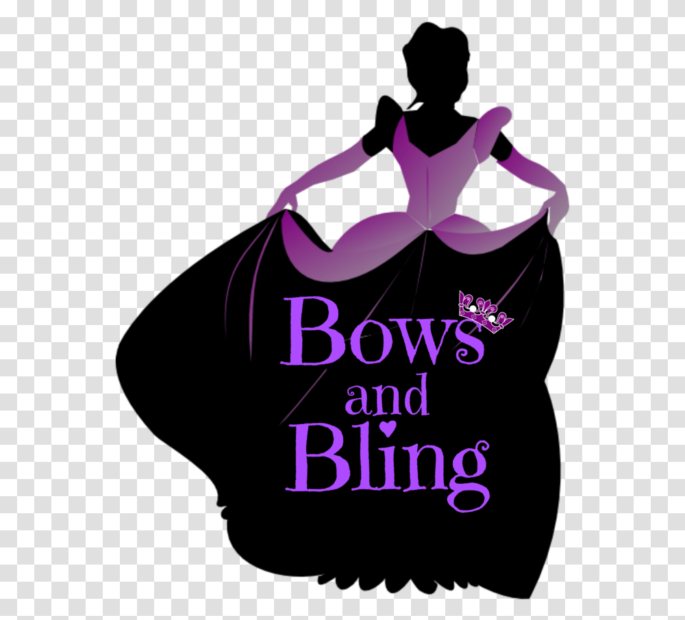 Bows And Bling Disney Princess Silhouette In Pink Clipart Illustration, Text, Poster, Symbol, Graphics Transparent Png