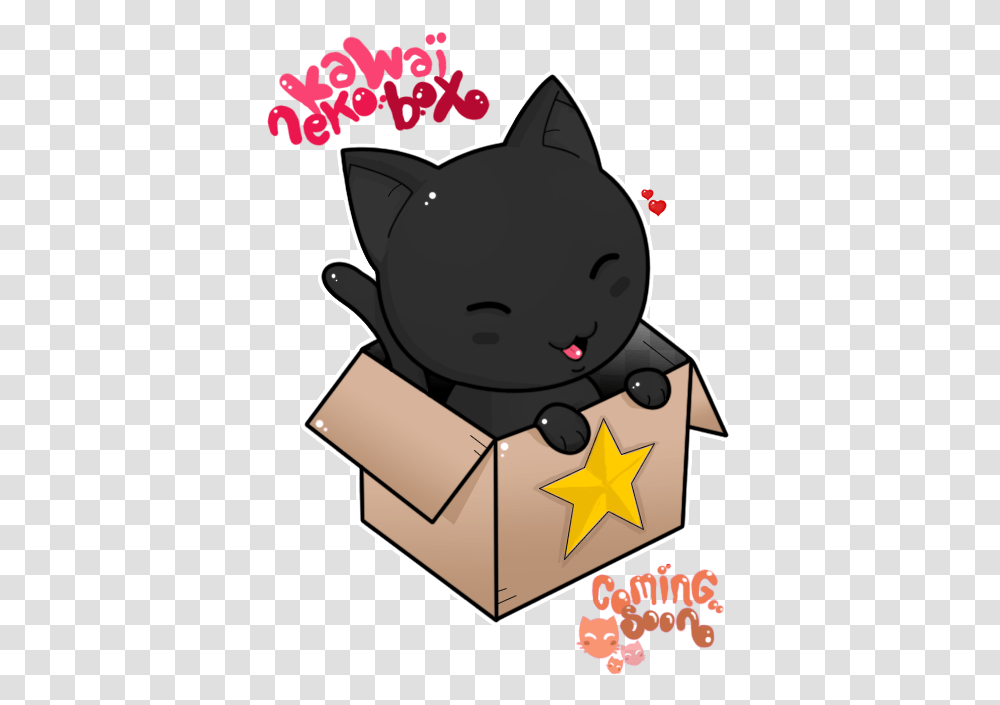 Box Cat And Kawaii Image Anime Cat In Box, Star Symbol, Cardboard, Carton Transparent Png