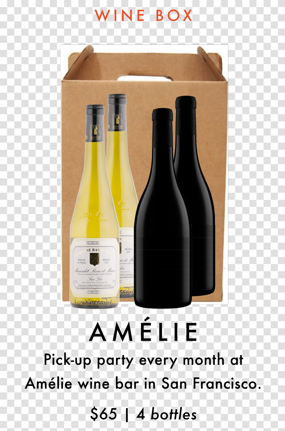 Box Home La Cave X Amelie Wine Club Wine Bottle, Alcohol, Beverage, Drink, Beer Transparent Png