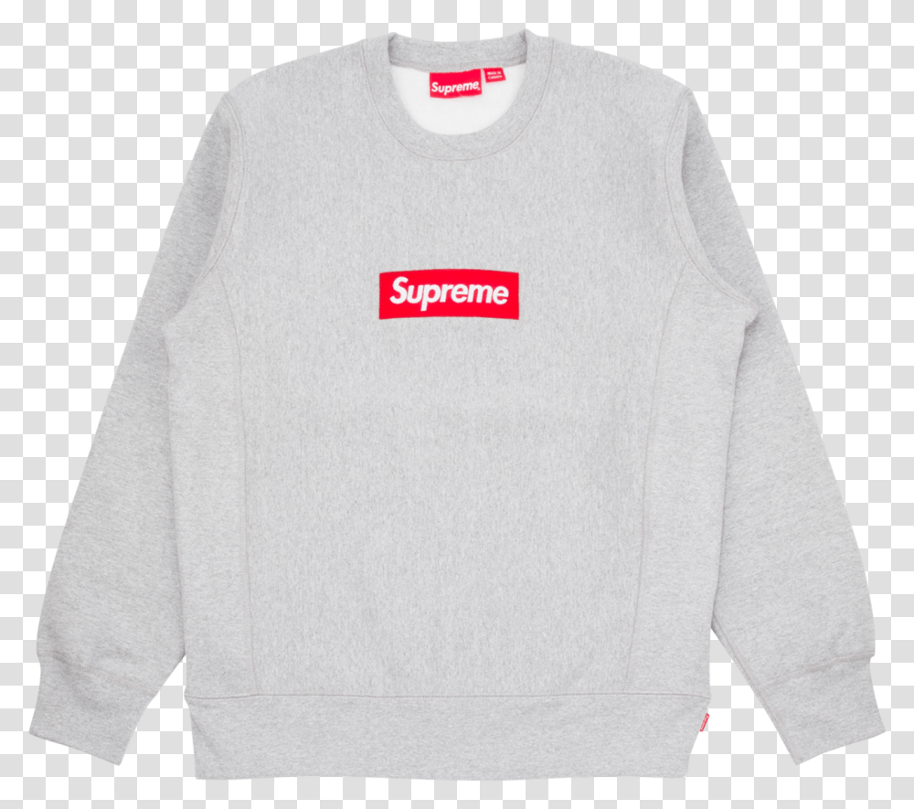 Box Logo Crewneck Supreme Sweater, Clothing, Apparel, Long Sleeve, Sweatshirt Transparent Png