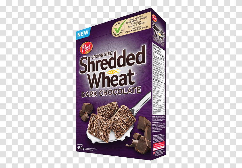 Box Of Spoon Sized Shredded Wheat Dark Chocolate Chocolate Shredded Wheat Cereal, Label, Plant, Food Transparent Png