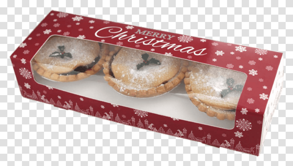 Box Of Three Mince Pies For Christmas Stickpng Mince Pie, Bread, Food, Sweets, Cake Transparent Png