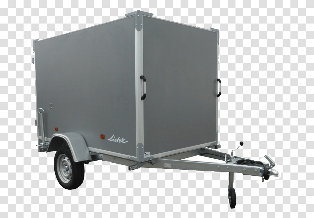 Box Van Trailer Grey Box Trailer, Truck, Vehicle, Transportation, Machine Transparent Png