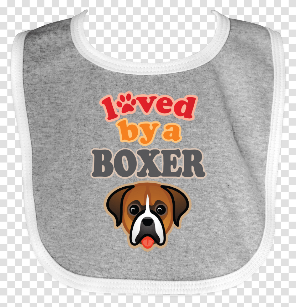 Boxer Dog Lover Pet Owner Baby Bib Heather And White Boxer, Canine, Animal, Mammal Transparent Png