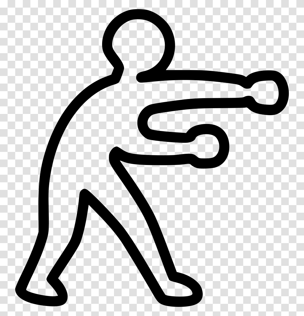 Boxing Fighting Human Play Games Sport Olympic Competition Line Art, Silhouette, Stencil Transparent Png