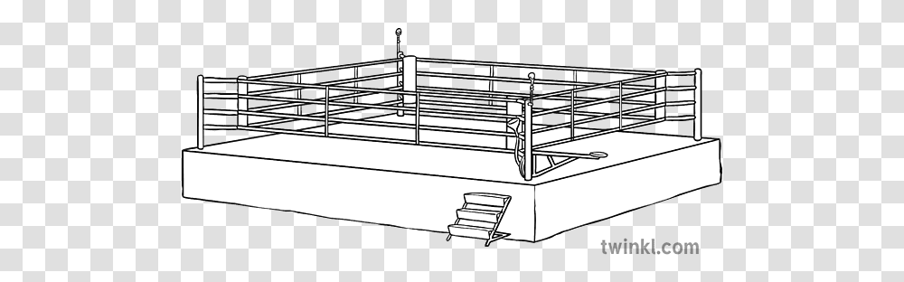 Boxing Ring Black And White Boxing Ring Coloring Pages, Handrail, Railing, Furniture, Bed Transparent Png