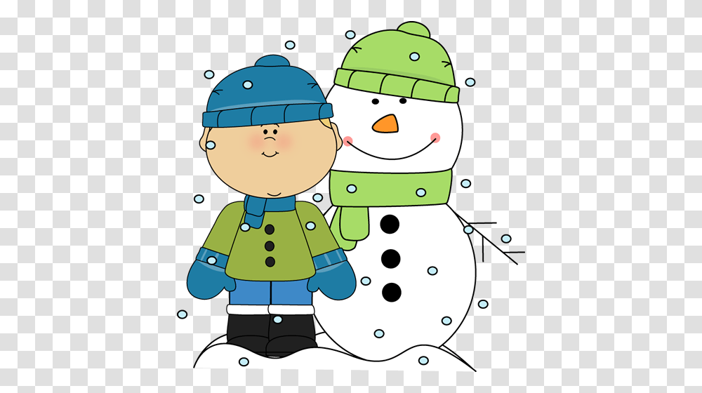 Boy And Snowman In The Snow Clip Art, Nature, Outdoors, Winter Transparent Png