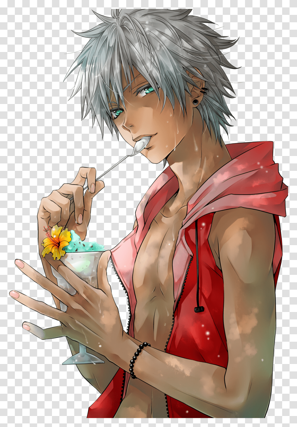 Boy Anime Eating Ice Cream Hot Black Anime Characters, Manga, Comics, Book, Person Transparent Png