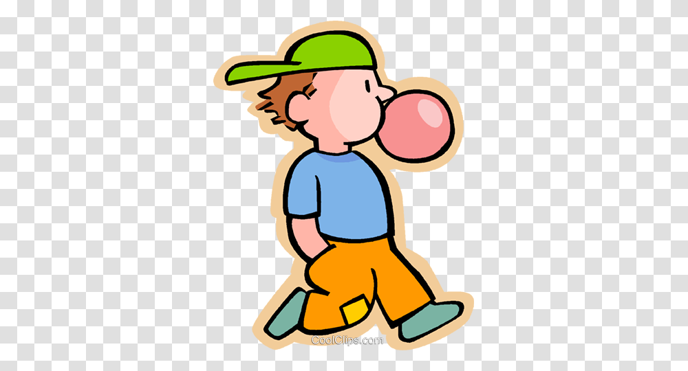 Boy Blowing A Bubble With Chewing Gum Royalty Free Vector Clip Art, Apparel, Hat, Female Transparent Png