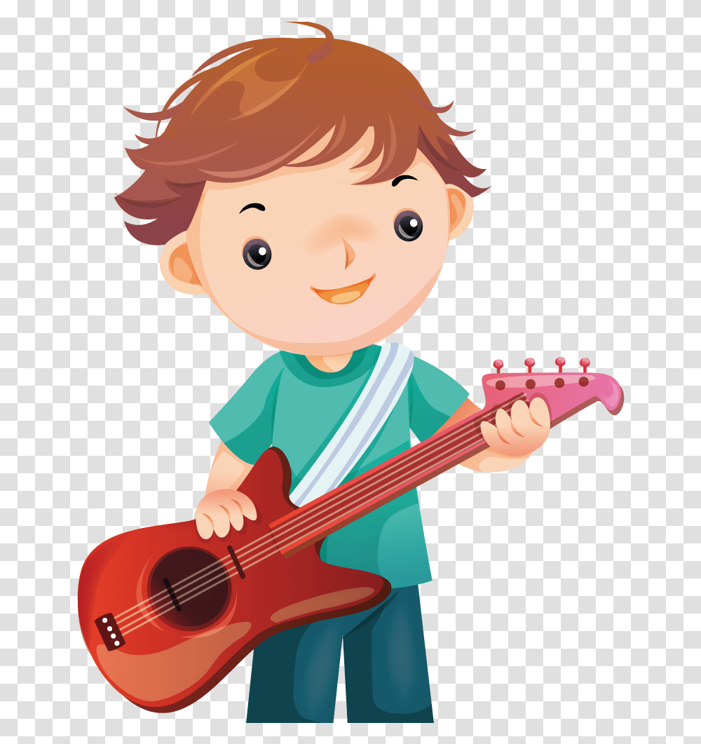 Boy Cartoon Guitar Instrument Musical Un Tocando Un Instrumento, Leisure Activities, Musical Instrument, Person, Human Transparent Png