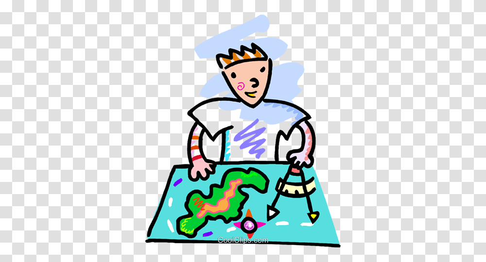 Boy Charting A Course On A Map Royalty Free Vector Clip Art, Doodle, Drawing, Floral Design Transparent Png
