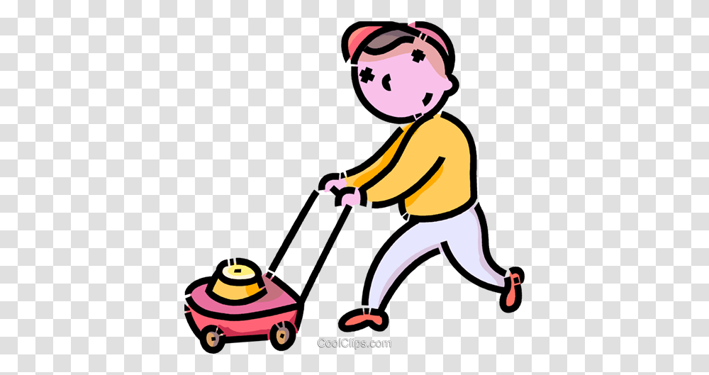 Boy Cutting The Grass Royalty Free Vector Clip Art Illustration, Lawn Mower, Tool, Label Transparent Png
