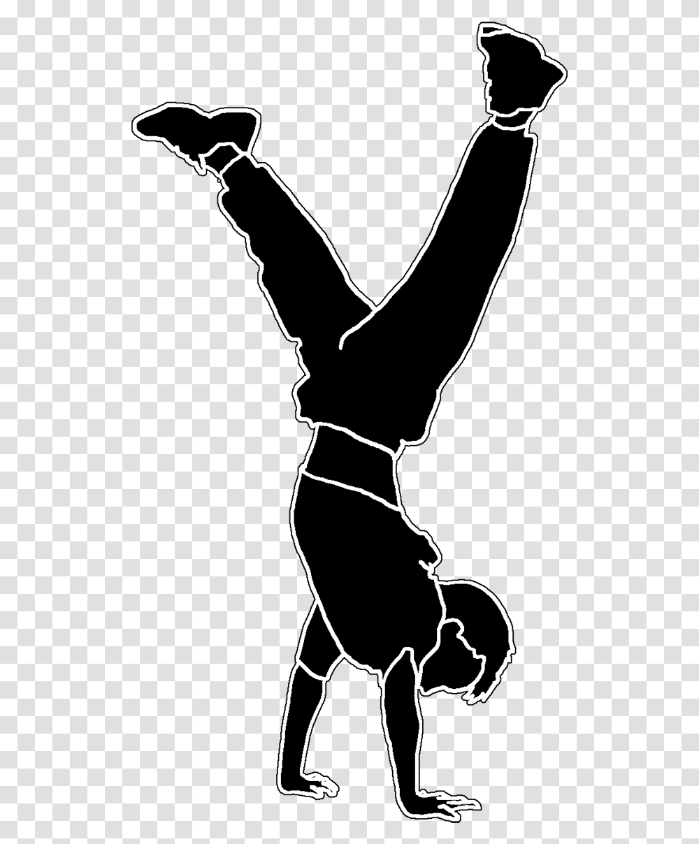Boy Doing Handstand Silhouette White Line Handstand Dancing Children Silhouette, Person, Human, Stencil, Sport Transparent Png