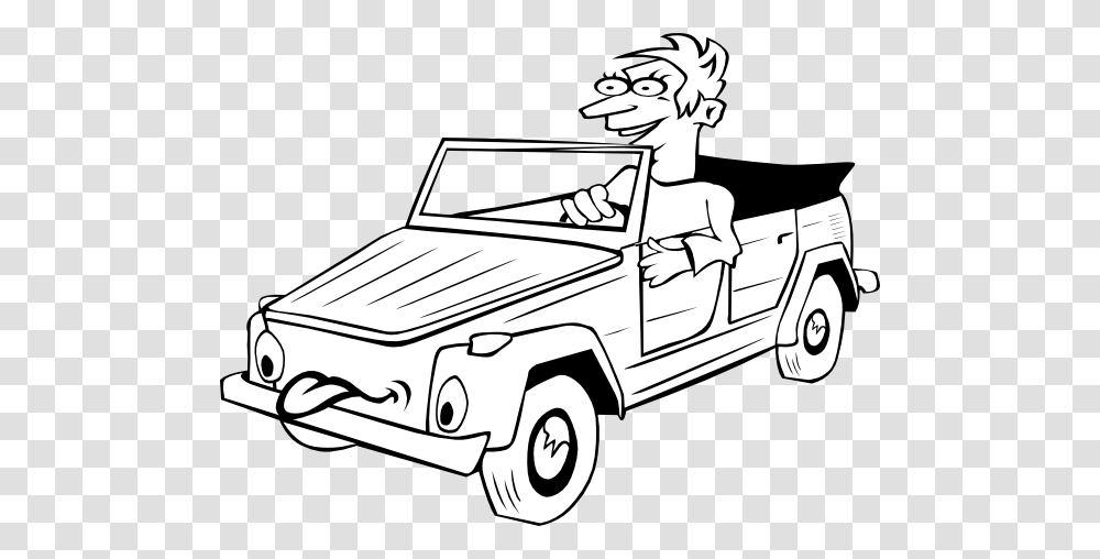 Boy Driving Car Cartoon Outline Clip Art, Vehicle, Transportation, Automobile, Jeep Transparent Png