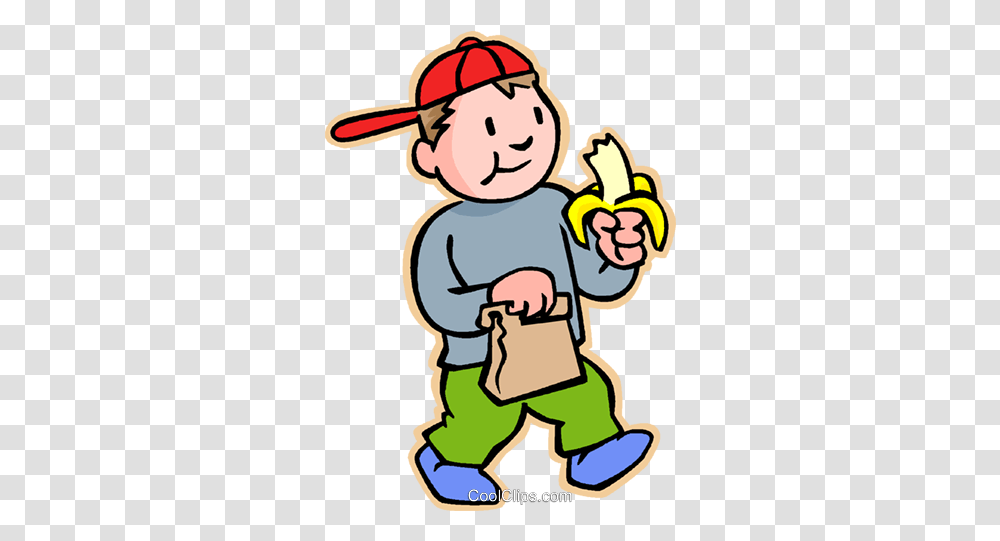 Boy Eating Banana Royalty Free Vector Clip Art Illustration Eat A Banana Cartoon, Plant, Food Transparent Png