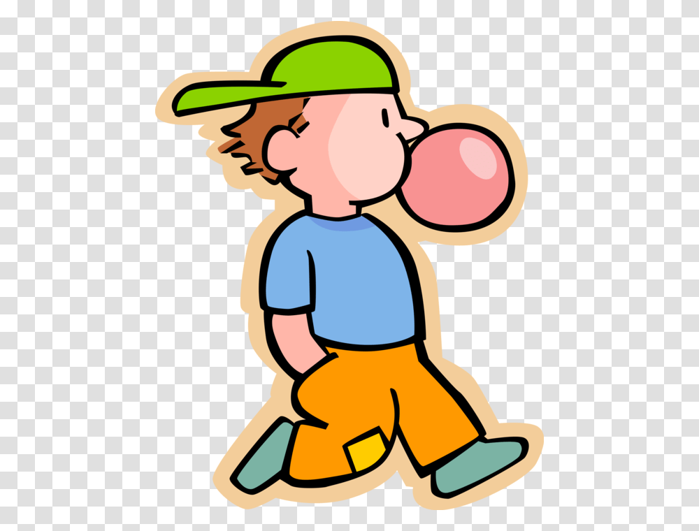 Boy Eating Clipart Chewing Bubble Gum Cartoon, Apparel, Outdoors, Hat Transparent Png